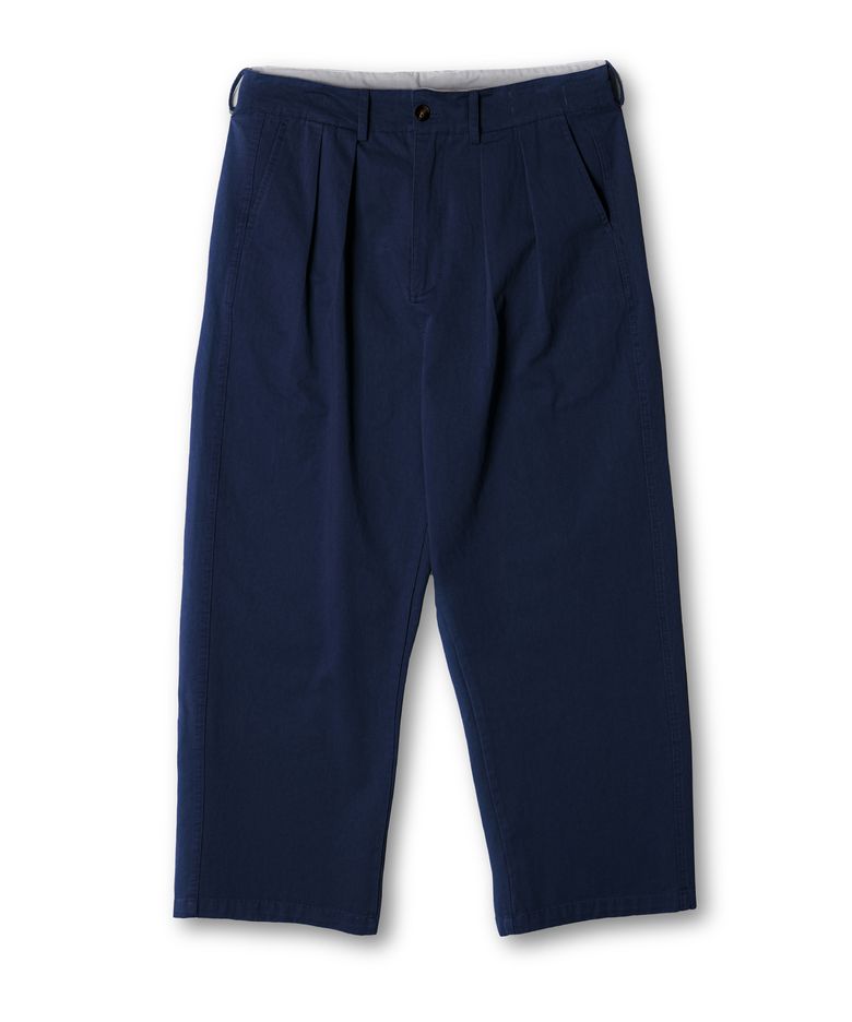 [SET-UP] Washed Cotton Double Pleated Pants (Navy)