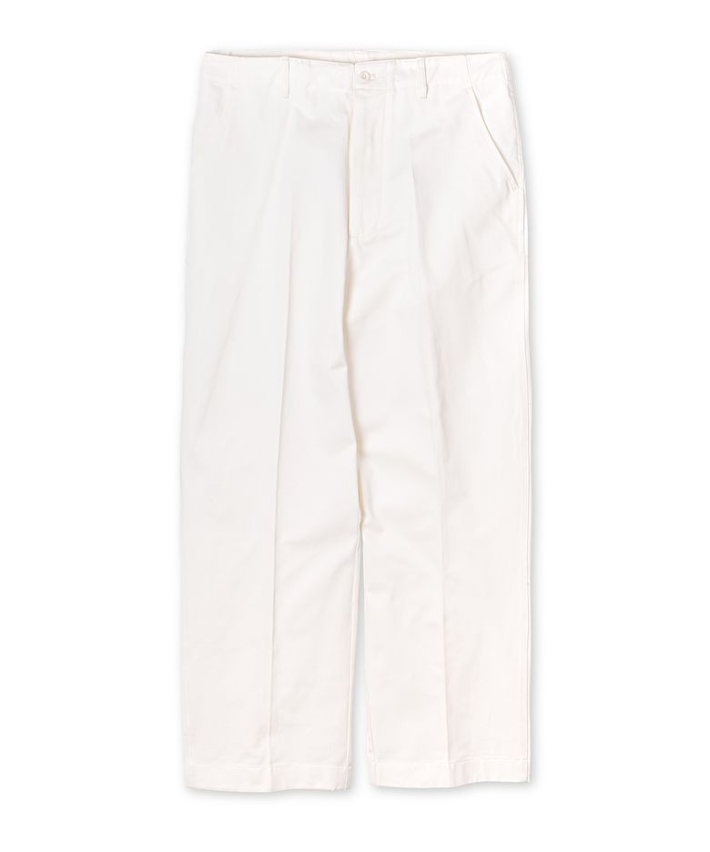 Semi-Wide Straight Cotton Pants (White)