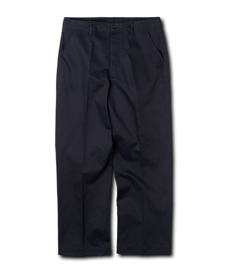 Semi-Wide Straight Cotton Pants (Navy)