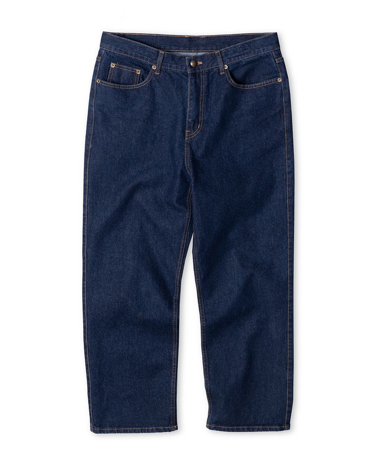 Semi-Wide Straight Denim Pants (Deep Blue)