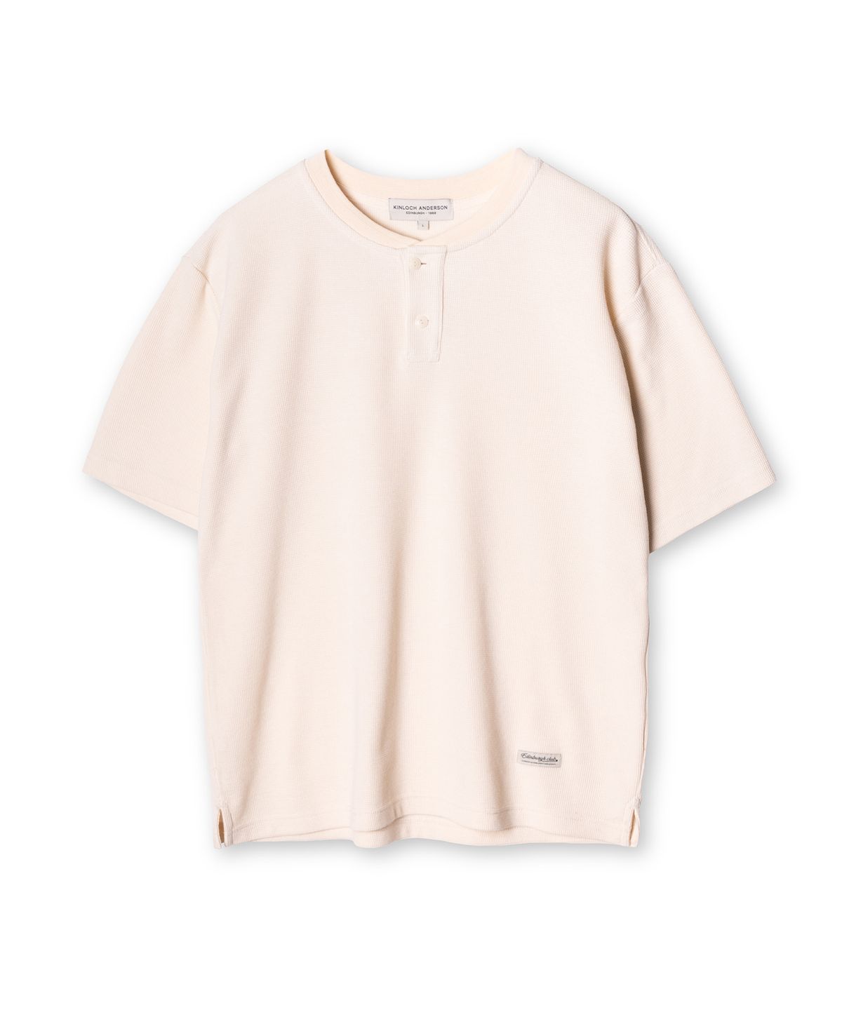 에든버러클럽(EDINBURGH CLUB) Waffle Henley Neck T-Shirt (Ivory)