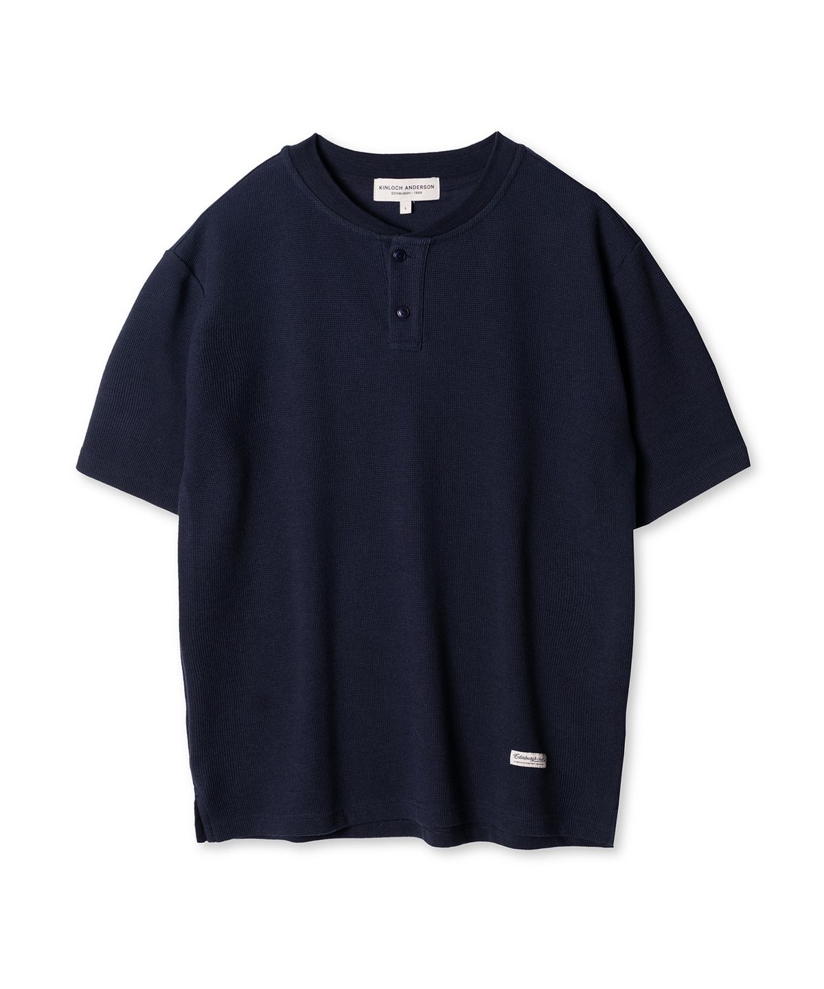 에든버러클럽(EDINBURGH CLUB) Waffle Henry Neck T-Shirt (Navy)