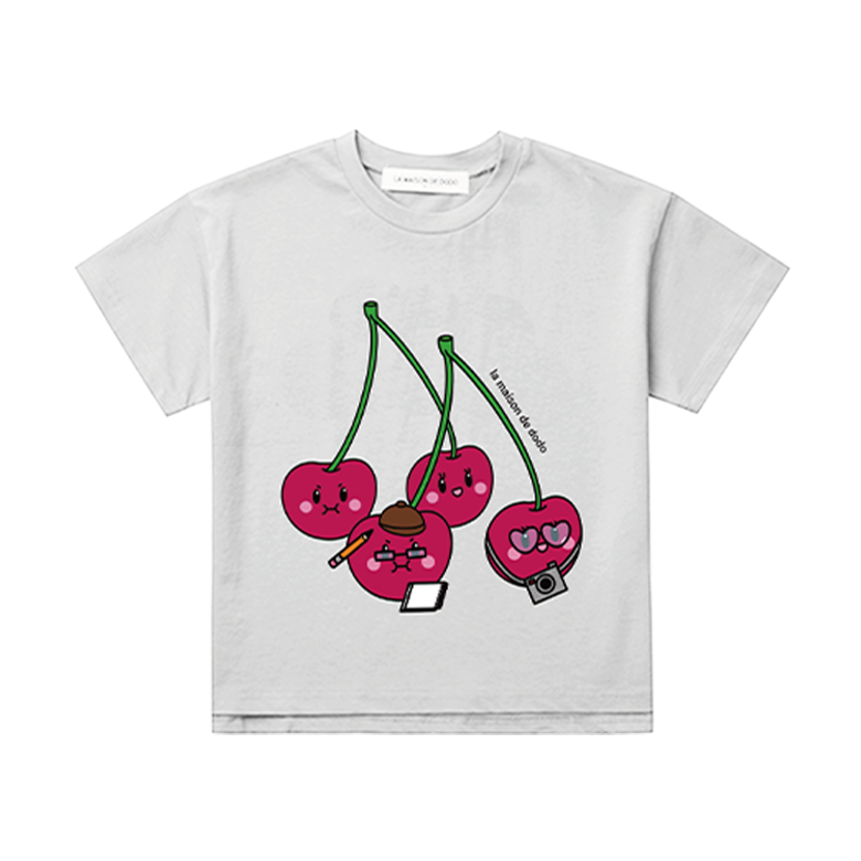 Dodos Watermelon T-Shirt with Archaeologist Cherries_White_반팔티