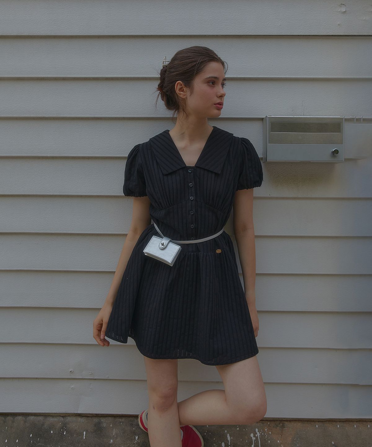 아노에틱(ANOETIC) ANC HEIDI PUFF SLEEVE DRESS_BLACK