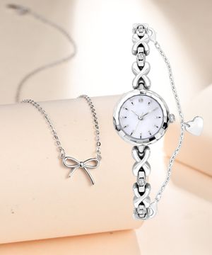 화이트스톤 레이어드 하트 팔찌시계 silver 925 목걸이 세트구성 응원문구 무료각인