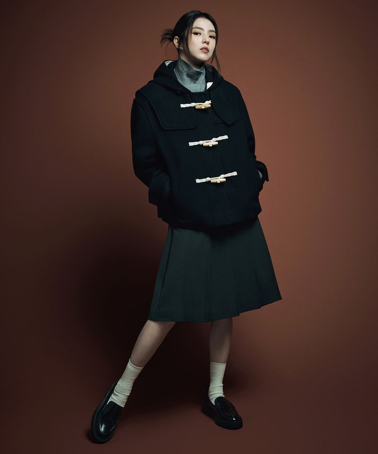 [한소희 PICK] 우먼즈 울 블렌드 쇼트 더플 코트 [네이비]
