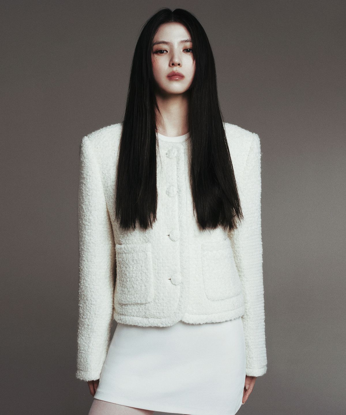 무신사 스탠다드 우먼(MUSINSA STANDARD WOMAN) 우먼즈 울 블렌드 부클 트위드 재킷 [크림]