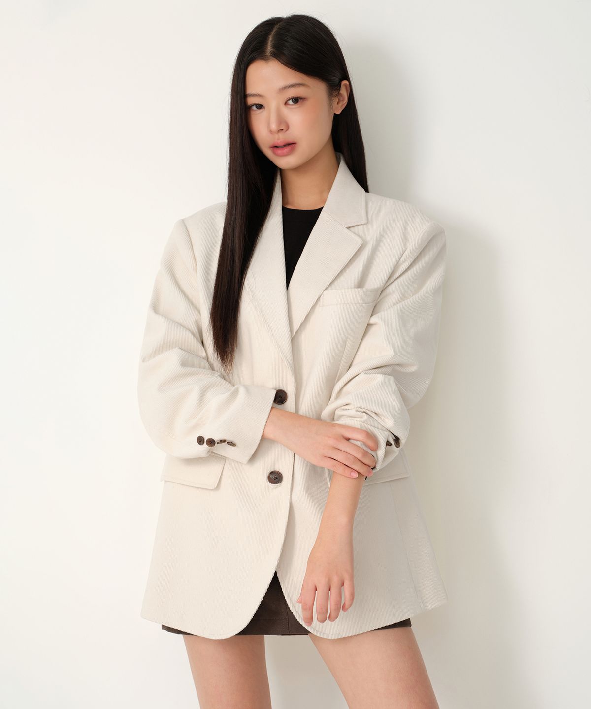 무신사 스탠다드 우먼(MUSINSA STANDARD WOMAN) 우먼즈 11W 코듀로이 오버사이즈 블레이저 [크림]