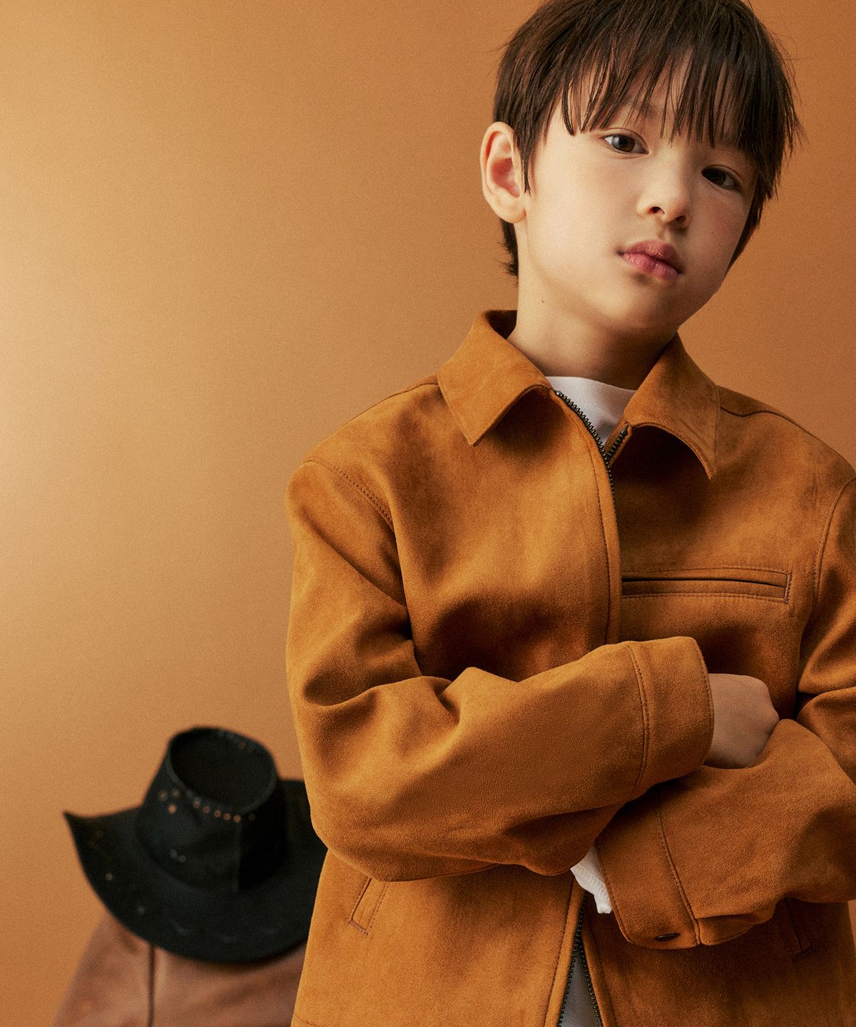 무신사 스탠다드 키즈(MUSINSA STANDARD KIDS) 신세틱 스웨이드 워크 재킷 [데저트 브라운]