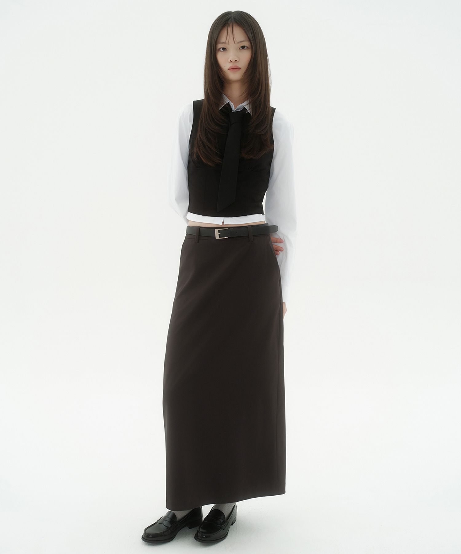 MUSINSA MUSINSA STANDARD WOMAN Women's Maxi Skirt [Dark Brown] - Main Image