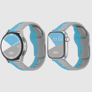 투톤 러기드 스포츠 실리콘 애플워치 스트랩 3 울트라 3 SE3 갤럭시워치 6 호환 밴드 - 라이트 블루