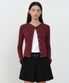 우먼즈 리브드 슬림 라운드 넥 저지 가디건 [버건디]