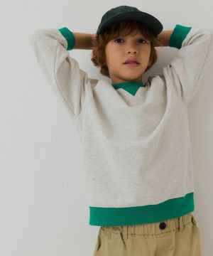 오버사이즈 투 톤 스웨트셔츠 [오트밀]