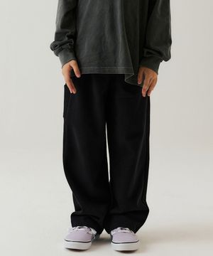 와이드 카펜터 스웨트 팬츠 [블랙]