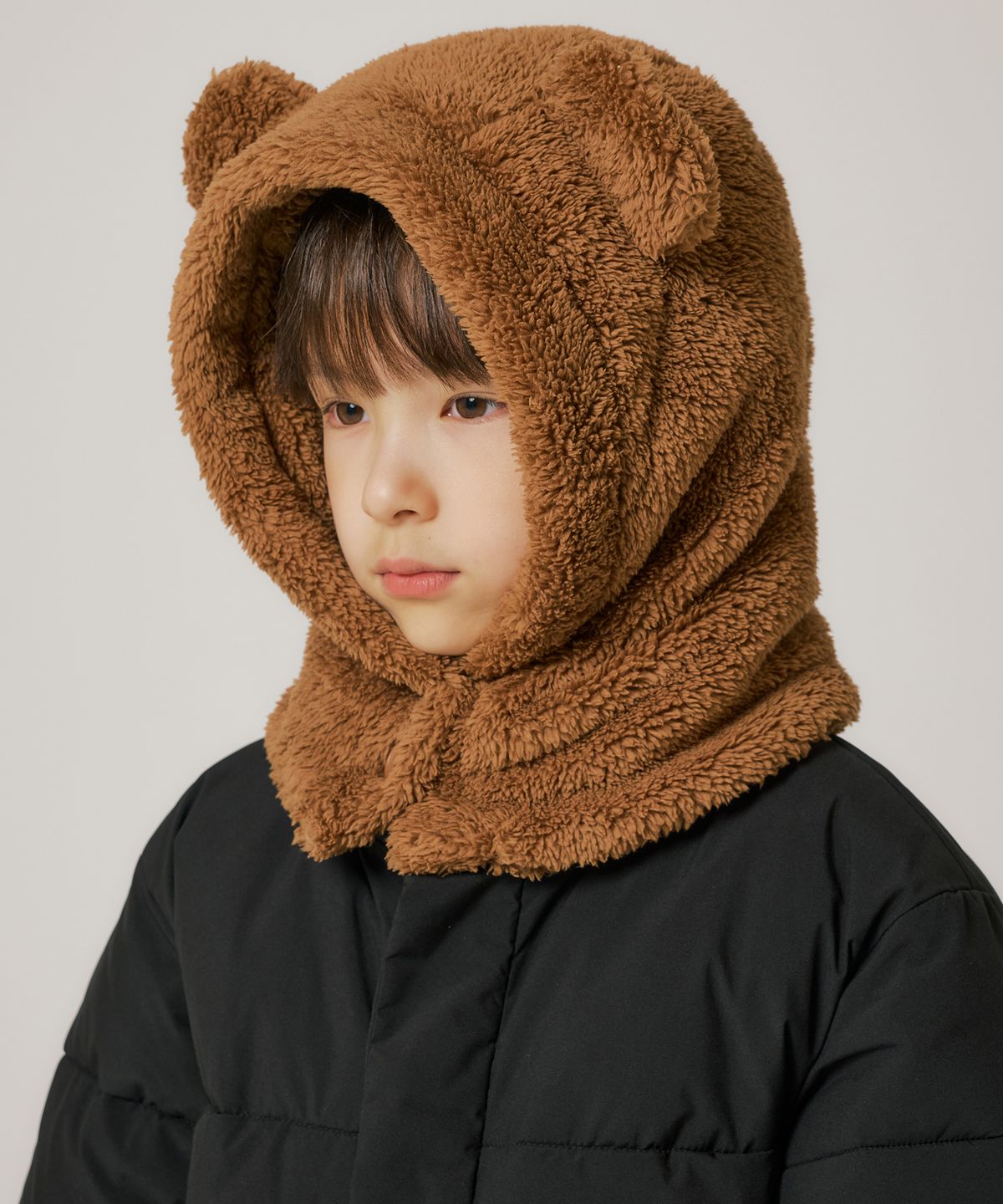 무신사 스탠다드 키즈(MUSINSA STANDARD KIDS) 샤기 플리스 이어 바라클라바 [브라운]
