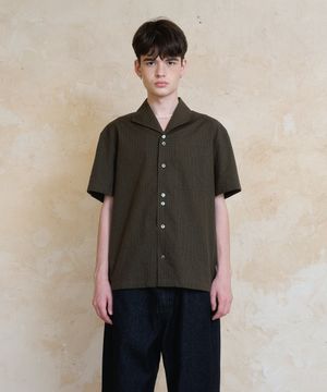 wing collar shirts (khaki brown)