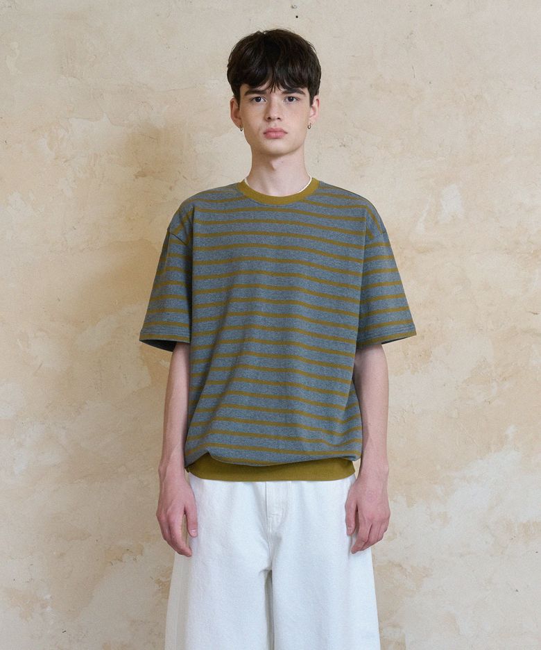 stripe sweat t-shirts (charcoal)