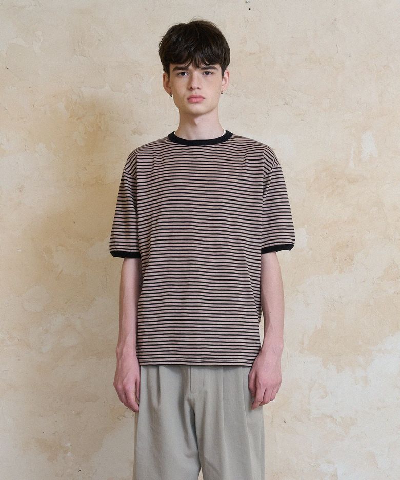 stripe ringer t-shirts (taupe)