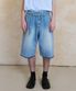 belted bermuda denim pants (light blue)