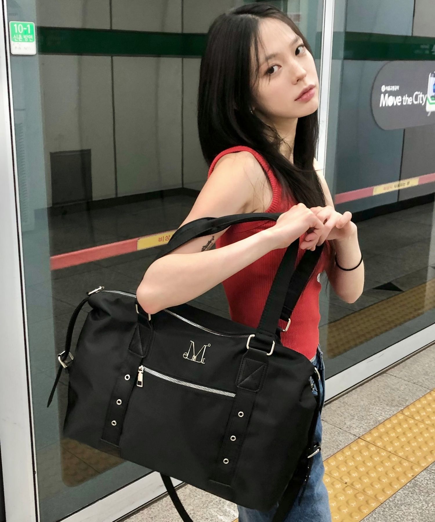 ◆MUCENT◆ Toho l Logo 4-Way Punching Eyelet Tote Bag Un MUSINSA | MUCENT Toho Metal Logo 4-Way Punching Eyelet Tote