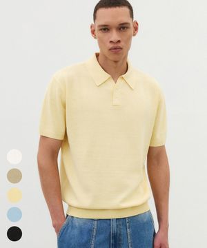 실크 린넨 하프 카라 니트 - 5 COLOR