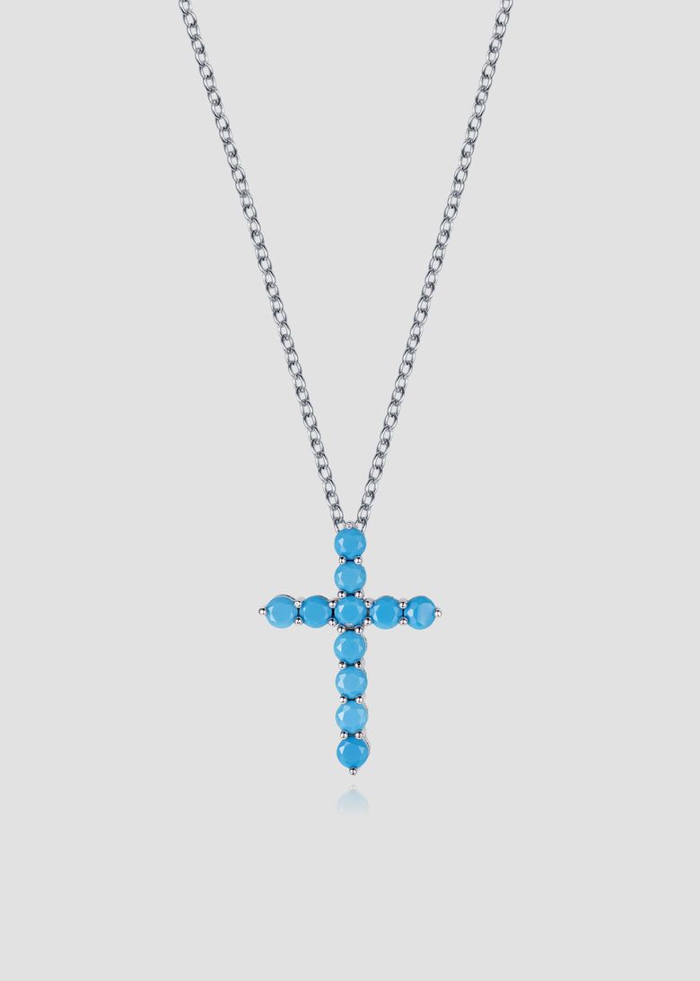 Turqouise Long Cross Necklace