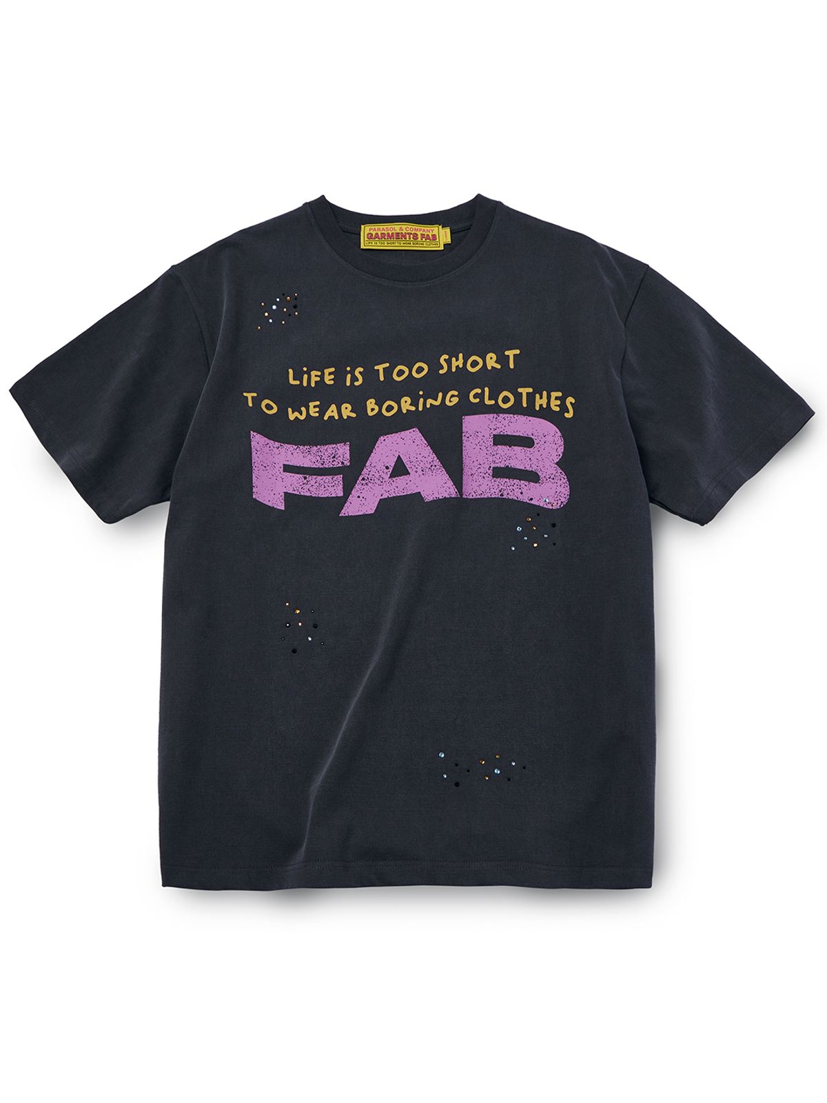가먼츠팹(GARMENTS FAB) Hot-Fix Washed Tee (CHARCOAL)