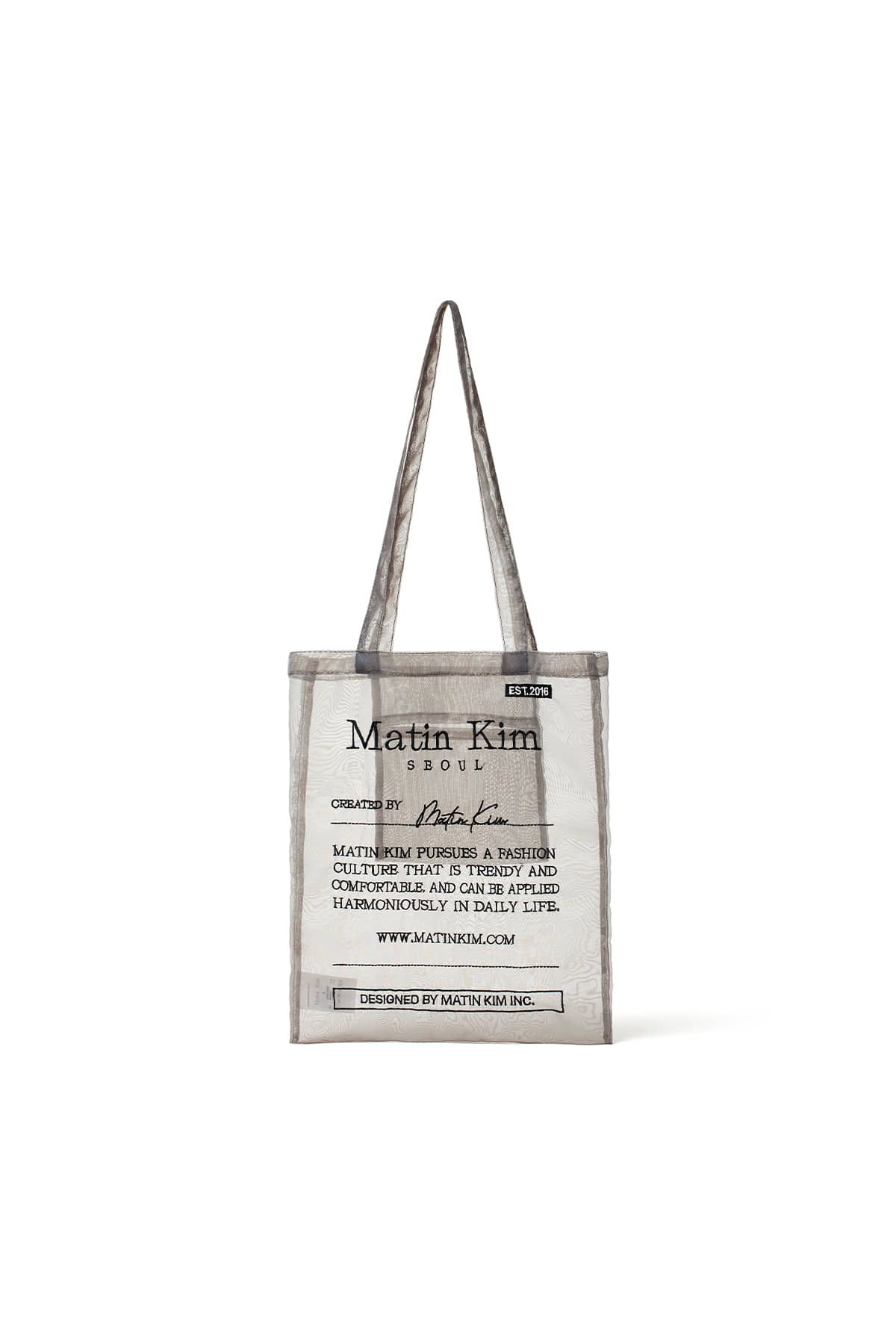 【MATIN KIM】ORGANZA ECOBAG MUSINSA | MATIN KIM ORGANZA ECOBAG IN GREY