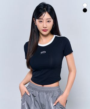 P5043 우먼 라인 심볼 크롭반팔 [2COLOR]