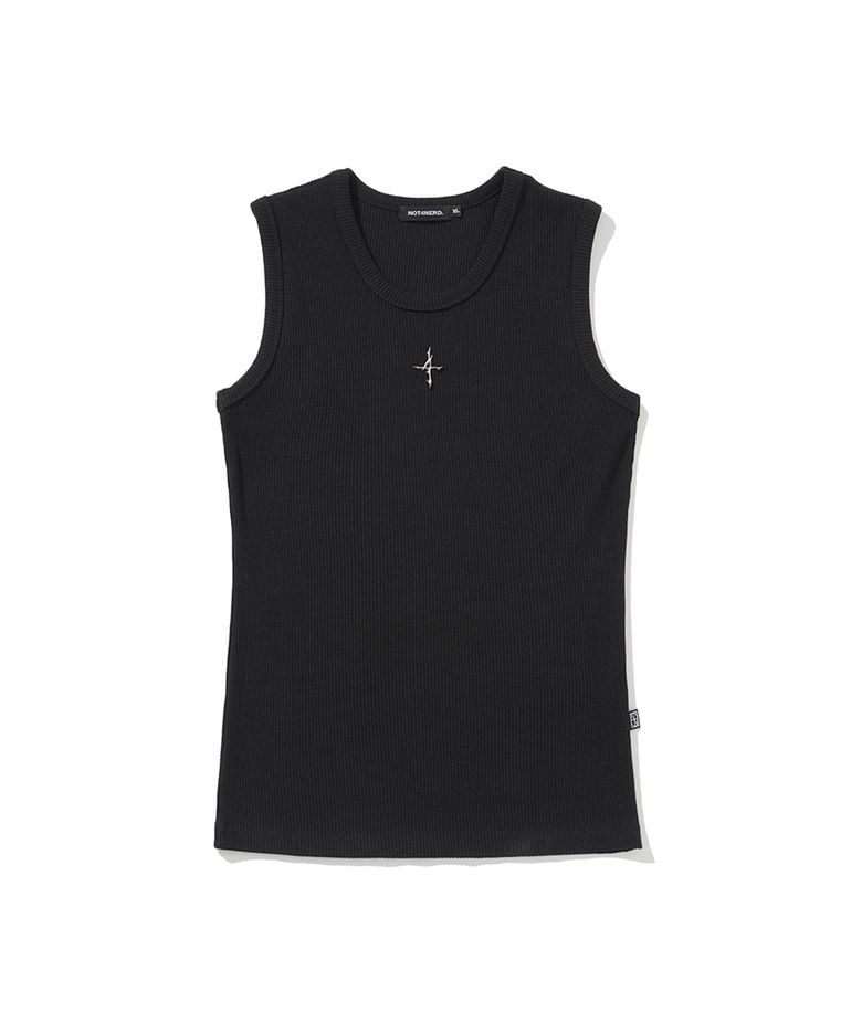 4 Symbol Ribbed Sleeveless - Black