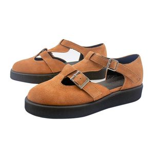 [Ove line]투버클 스트랩 라운드토 메리제인 니스 브라운