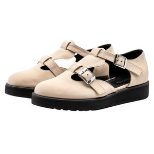 [Ove line]투버클 스트랩 라운드토 메리제인 니스 화이트