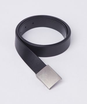 플레인 버클 레더 벨트 BLACK