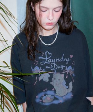 런드리 데이 피그먼트 반팔티 스모크블랙