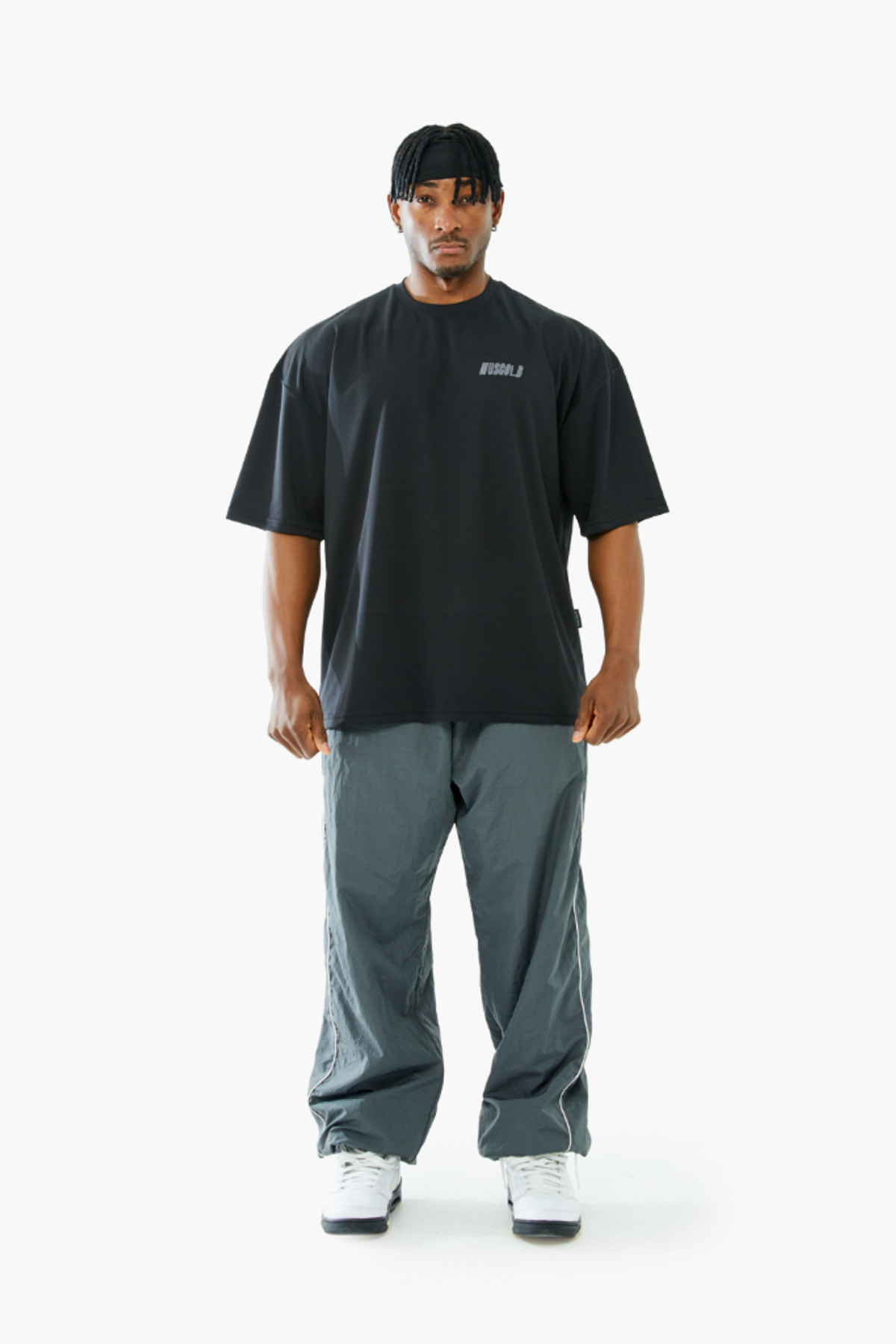 머스콜로(MUSCOLO) VINTAGE BACK LOGO V2 AIR COOLING OVERSIZE SHORT SLEEVE BLACK