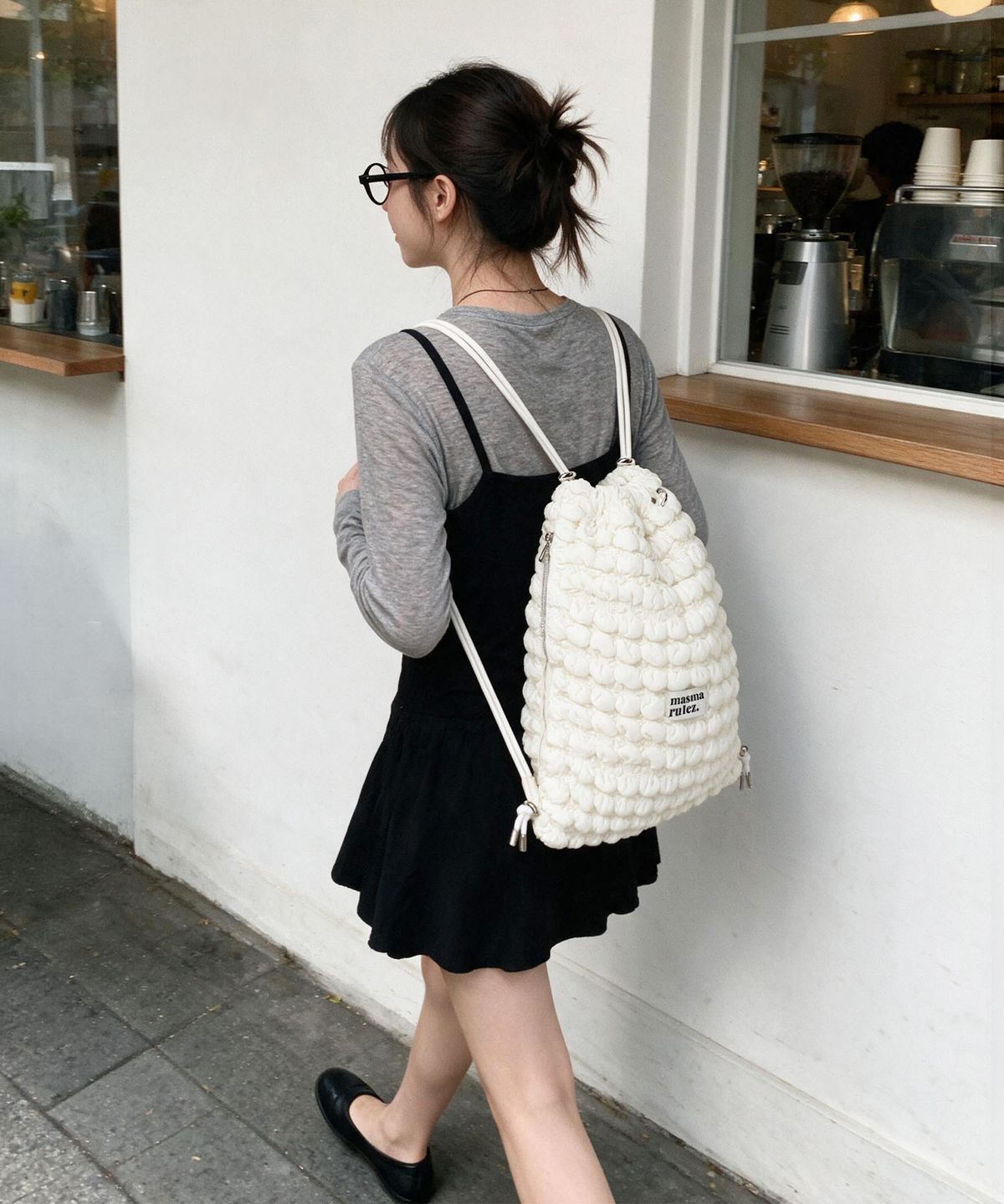 마스마룰즈(MASMARULEZ) Quilting gym sack string bag _ Ivory