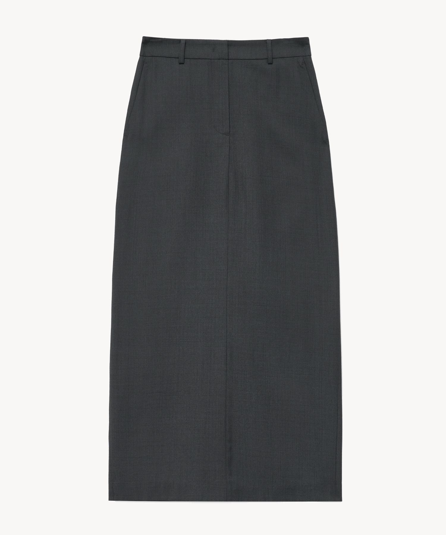 MUSINSA | LADY VOLUME Straight Maxi Skirt (DARK GREY)