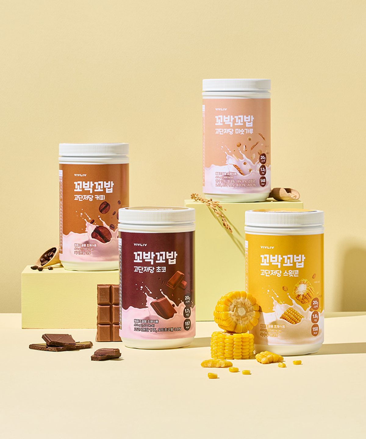비브리브(VIVLIV) 꼬박꼬밥 고단저당 대용량 단백질 쉐이크 400g 1통