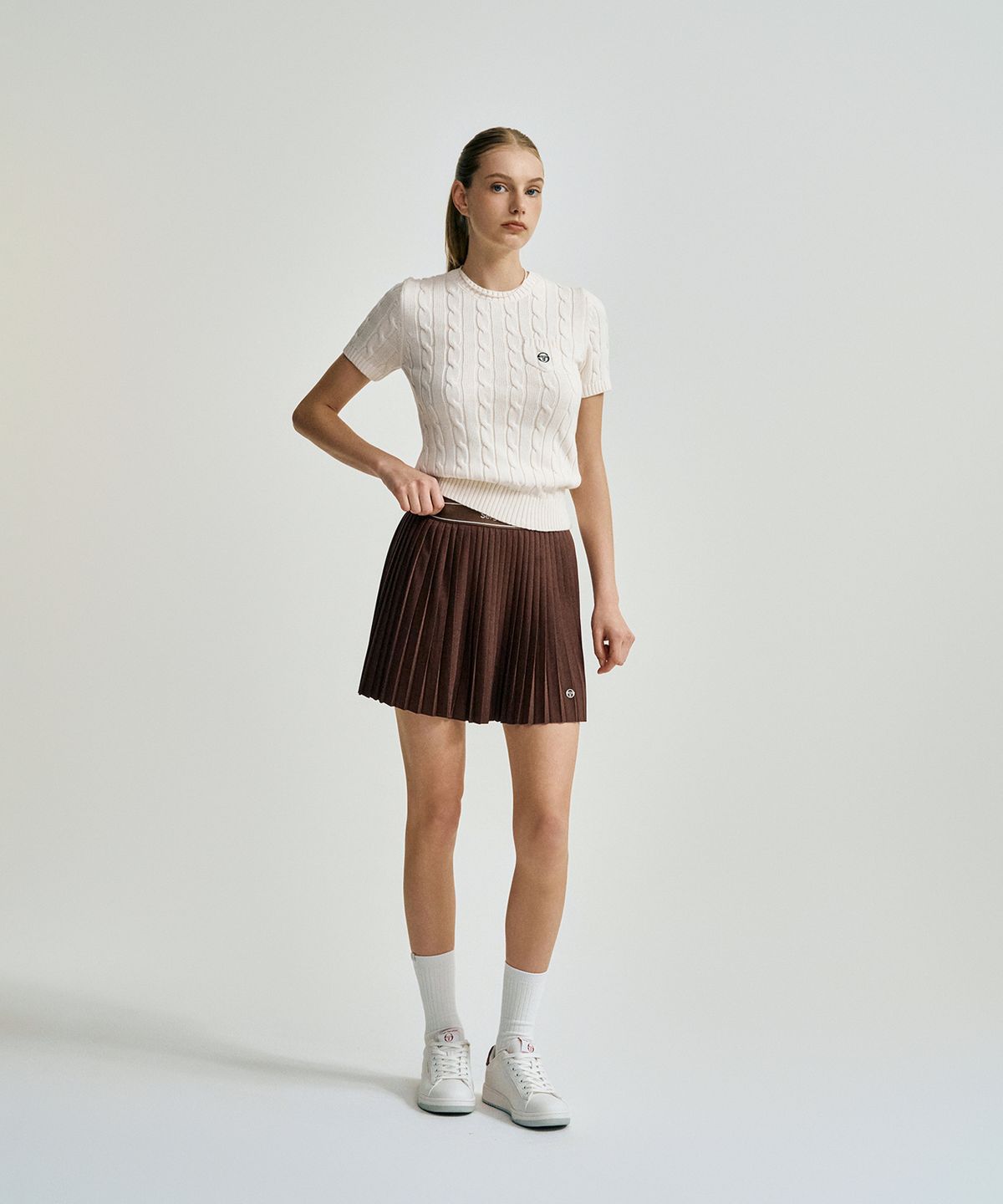 세르지오 타키니(SERGIO TACCHINI) W 타키니 플라잉 잔플리츠 스커트 (D.Brown)
