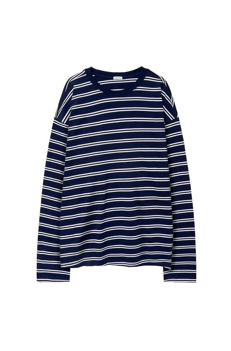 SR OBLIQUE STRIPED LONG SLEEVE Navy