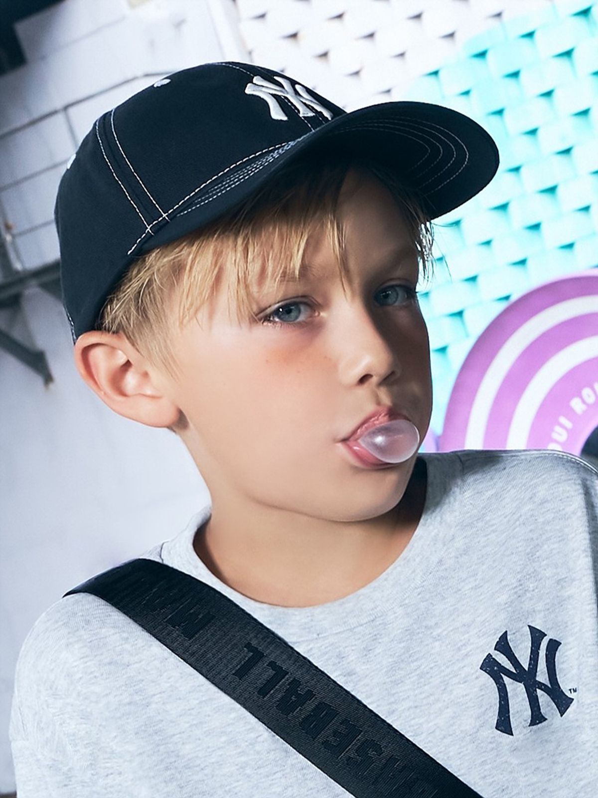 엠엘비 키즈(MLB KIDS) 스티치 워싱 볼캡 NY (Black)