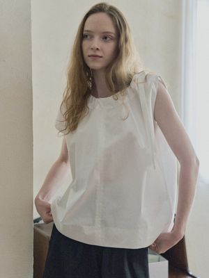 Ribbon Unbalance Blouse - IVORY