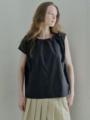 Ribbon Unbalance Blouse - BLACK