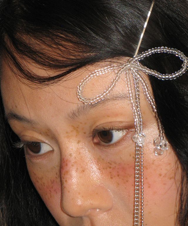 MUSINSA | RONRON RIBBON BEADS HAIR SLIM PIN
