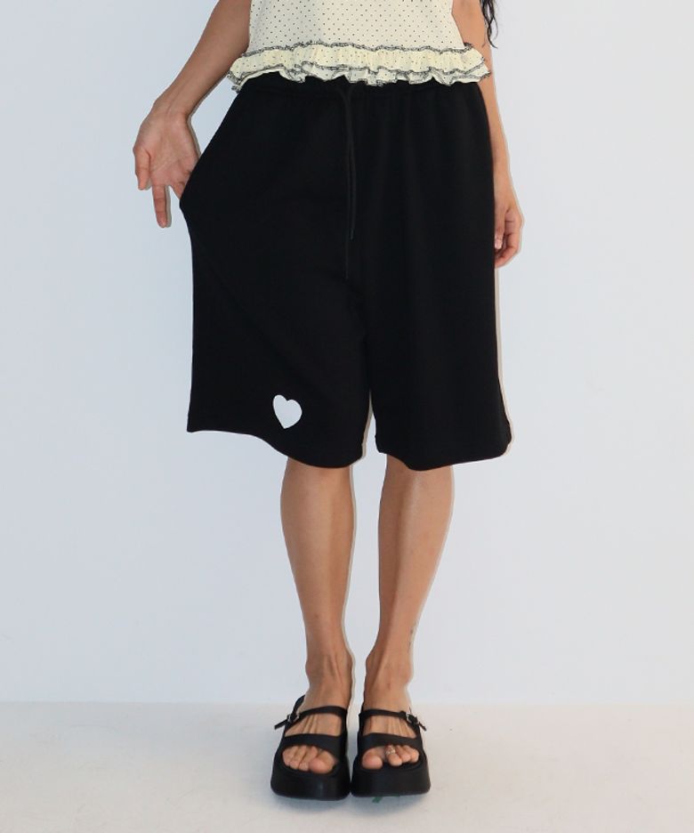 HEART POINT BERMUDA TRAINING HALF PANTS BLACK