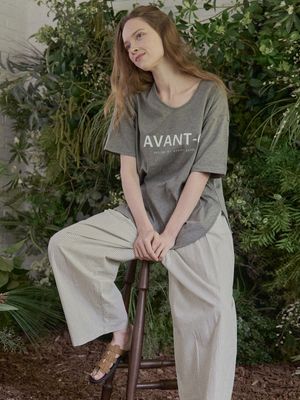 V-neck Overfit Logo T-shirt - GREY