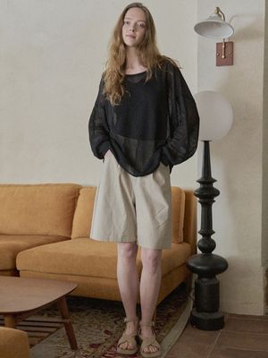 Cotton Span Short Pants - BEIGE