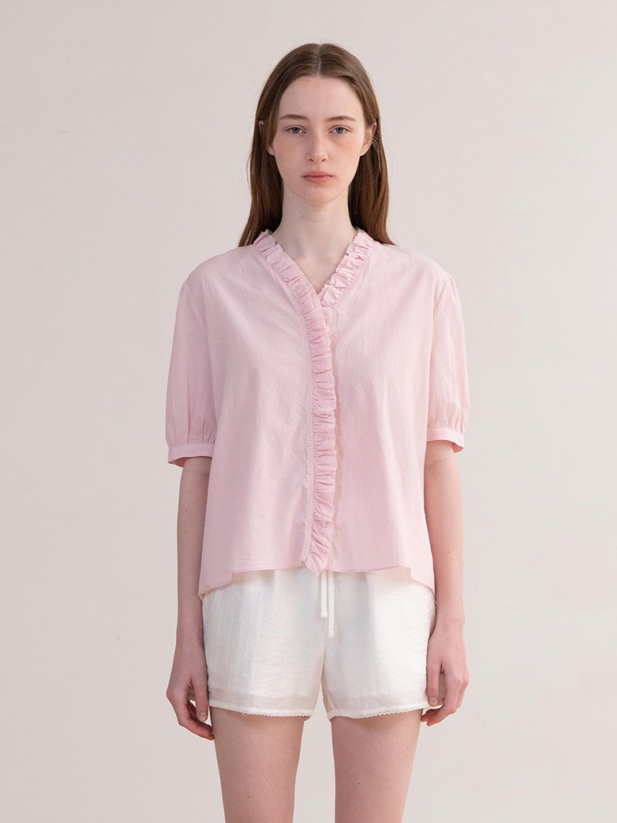오브오브(OVEOF) Finn Frill Blouse_Pink