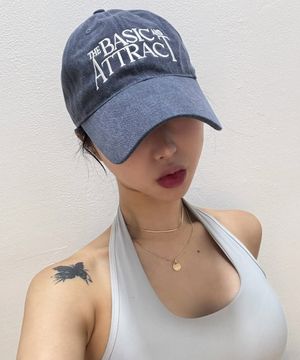 딥핏 빅 레터링 볼캡_피그먼트 블루