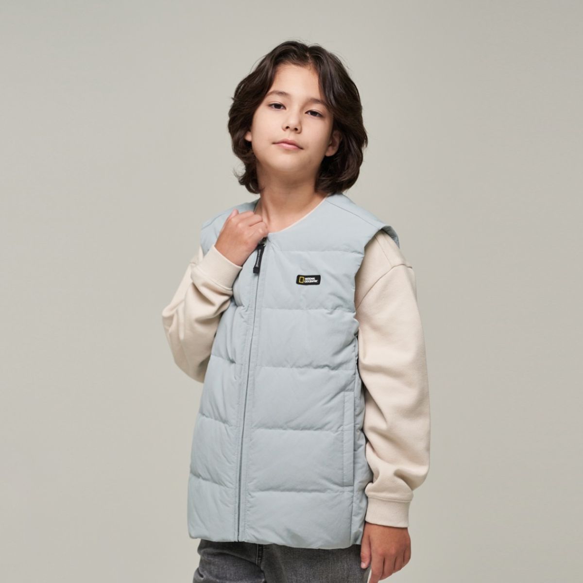내셔널지오그래픽 키즈(NATIONAL GEOGRAPHIC KIDS) K244UDV020 헤론 경량 구스 다운 베스트 JADE